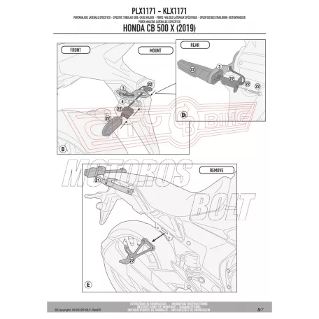 Oldaldoboz tartó cső Honda CB 500 X (2019-2023)/ NX 500 (2024) GIVI
