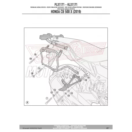 Oldaldoboz tartó cső Honda CB 500 X (2019-2023)/ NX 500 (2024) GIVI
