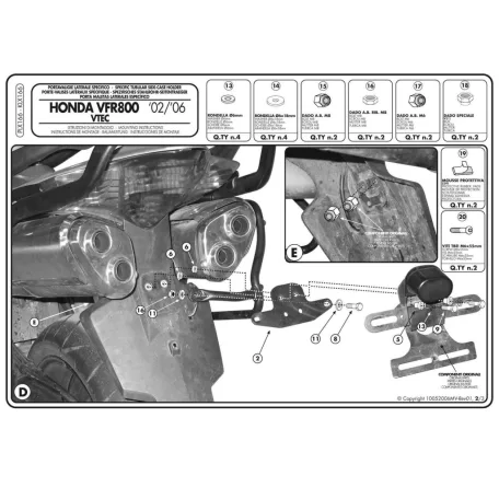 Oldaldoboz tartó cső Honda VFR 800 VTECH (02-11) GIVI