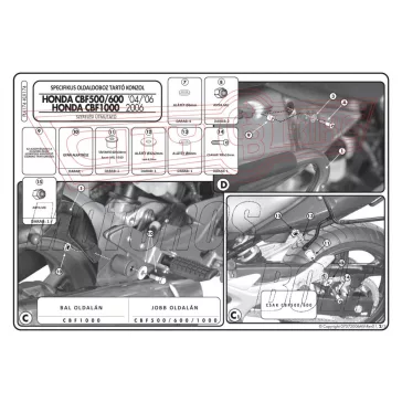   Oldaldoboz tartó cső Honda CBF 500 (04-12) / Honda CBF 600S/ CBF 600N (04-12) / Honda CBF 1000 / ABS (06-09) GIVI