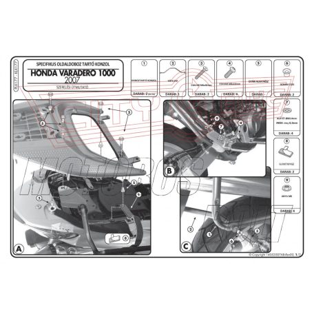 Oldaldoboz tartó cső Honda XL 1000V Varadero / ABS (07-12) GIVI