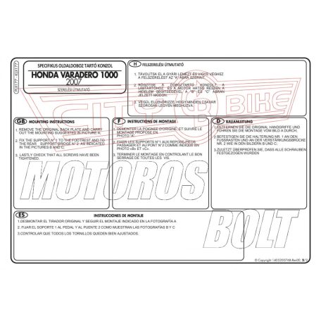 Oldaldoboz tartó cső Honda XL 1000V Varadero / ABS (07-12) GIVI