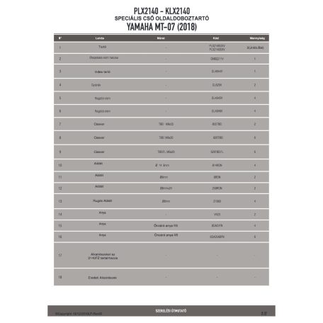 Oldaldoboz tartó cső YAMAHA MT-07 (2018-2019) GIVI