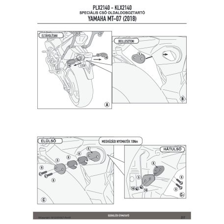 Oldaldoboz tartó cső YAMAHA MT-07 (2018-2019) GIVI