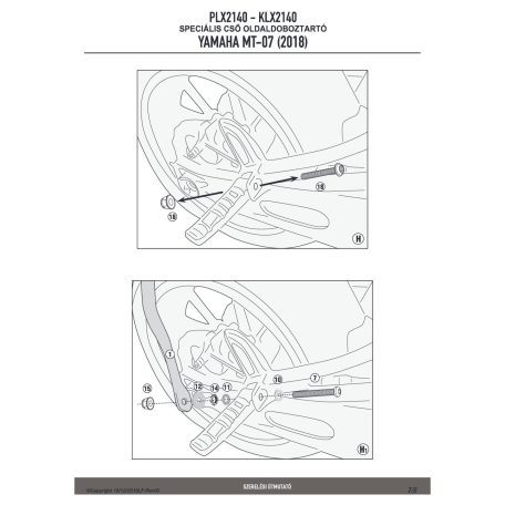 Oldaldoboz tartó cső YAMAHA MT-07 (2018-2019) GIVI