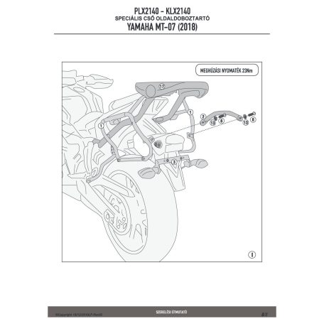 Oldaldoboz tartó cső YAMAHA MT-07 (2018-2019) GIVI