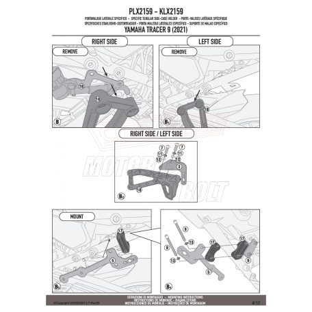 Oldaldoboz tartó cső YAMAHA TRACER 9 / TRACER 9 GT (21-24) GIVI