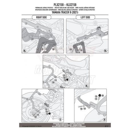 Oldaldoboz tartó cső YAMAHA TRACER 9 / TRACER 9 GT (21-24) GIVI