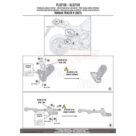Oldaldoboz tartó cső YAMAHA TRACER 9 / TRACER 9 GT (21-24) GIVI