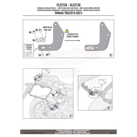 Oldaldoboz tartó cső YAMAHA TRACER 9 / TRACER 9 GT (21-24) GIVI