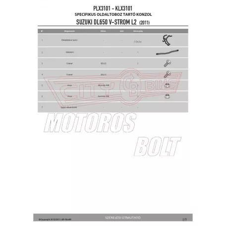 Oldaldoboz tartó cső Suzuki DL 650 V-Strom L2-L3-L4-L5-L6 (11-16) GIVI