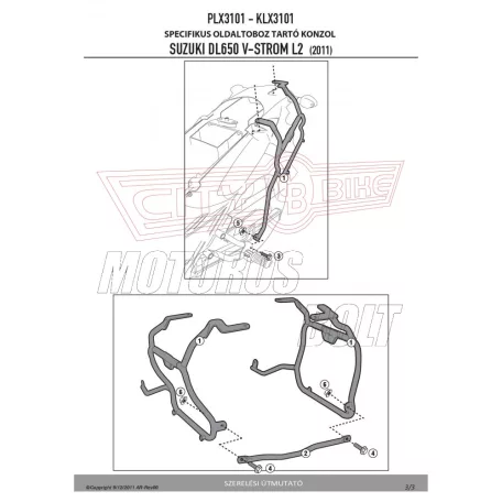 Oldaldoboz tartó cső Suzuki DL 650 V-Strom L2-L3-L4-L5-L6 (11-16) GIVI