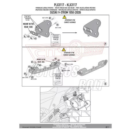 Oldaldoboz tartó cső Suzuki V-Strom 1050 (2020-2024) GIVI