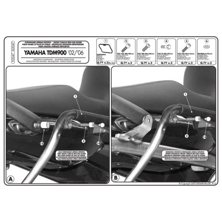 Oldaldoboz tartó cső Yamaha TDM 900 (02-14) GIVI