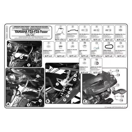 Oldaldoboz tartó cső Yamaha FZ6 / FZ6 600 Fazer (04-06) GIVI