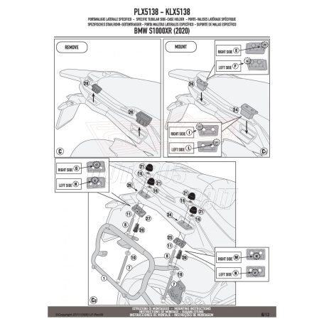 Oldaldoboz tartó cső BMW S 1000 XR (20 > 23) GIVI