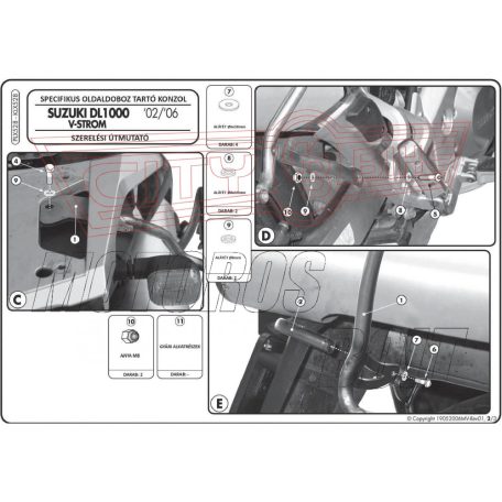 Oldaldoboz tartó cső Kawasaki KLV 1000 (04-10) / Suzuki DL 1000 V-Strom (02-11) GIVI