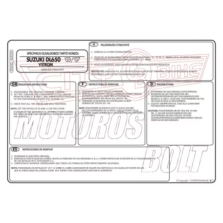 Oldaldoboz tartó cső Suzuki DL 650 V-Strom (04-11) GIVI