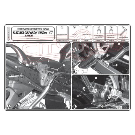Oldaldoboz tartó cső Suzuki GSF 650 Bandit / GSF 650F (08-14) / GSX 1250 (10-16) / GSF 1250 Bandit / S (07-11) GIVI