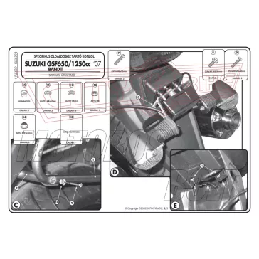   Oldaldoboz tartó cső Suzuki GSF 650 Bandit / GSF 650F (08-14) / GSX 1250 (10-16) / GSF 1250 Bandit / S (07-11) GIVI