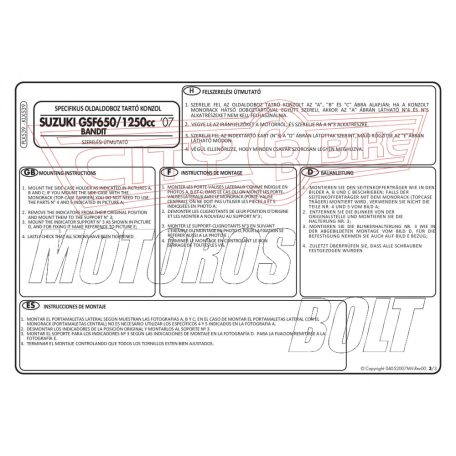 Oldaldoboz tartó cső Suzuki GSF 650 Bandit / GSF 650F (08-14) / GSX 1250 (10-16) / GSF 1250 Bandit / S (07-11) GIVI