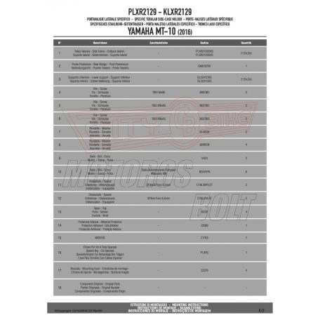 Oldaldoboz tartó cső Yamaha MT-10 (2016-2020) GIVI