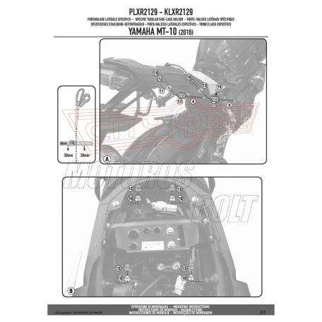 Oldaldoboz tartó cső Yamaha MT-10 (2016-2020) GIVI