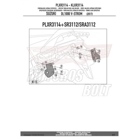 Oldaldoboz tartó cső Suzuki DL 1000 V-Strom (2017-2018) GIVI