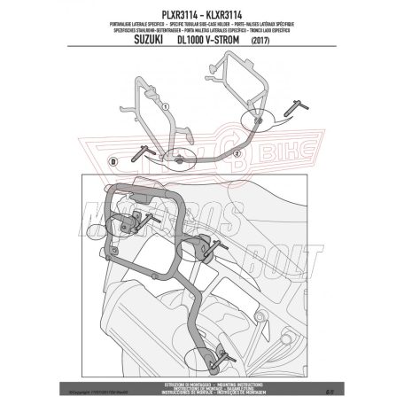 Oldaldoboz tartó cső Suzuki DL 1000 V-Strom (2017-2018) GIVI