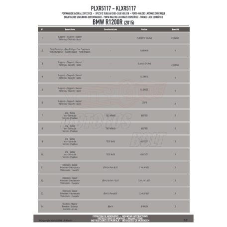 Oldaldoboz tartó cső BMW R 1200 R (2011-2014) / BMW R 1200 RS (2015-2018) /BMW R 1250 R (2019 > 2024) /BMW R 1250 RS (2019 > 2022) GIVI