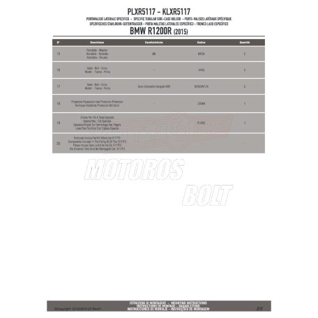 Oldaldoboz tartó cső BMW R 1200 R (2011-2014) / BMW R 1200 RS (2015-2018) /BMW R 1250 R (2019 > 2024) /BMW R 1250 RS (2019 > 2022) GIVI