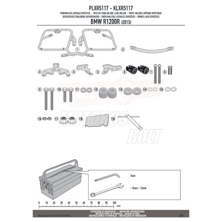 Oldaldoboz tartó cső BMW R 1200 R (2011-2014) / BMW R 1200 RS (2015-2018) /BMW R 1250 R (2019 > 2024) /BMW R 1250 RS (2019 > 2022) GIVI