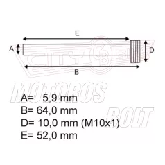 Fékbetét tartó csavar 64mm hosszú M10x1 TOURMAX