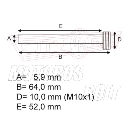 Fékbetét tartó csavar 64mm hosszú M10x1 TOURMAX