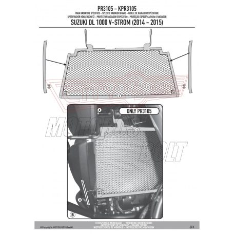 Hűtővédő rács Suzuki DL 1000 V-Strom (2014-2016) / Suzuki DL 1000 V-Strom (2017-2018) GIVI