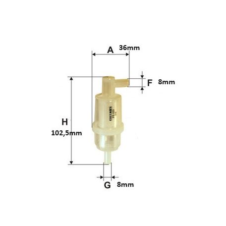 Benzinszűrő benzincsőbe 8mm derékszögü véggel