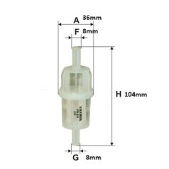 Benzinszűrő benzincsőbe 8mm hengeres Filtron