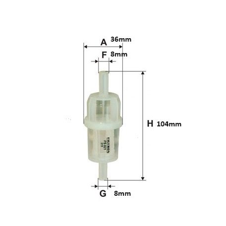 Benzinszűrő benzincsőbe 8mm hengeres Filtron