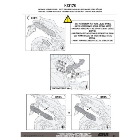 GIVI PX3128 – Monokey TECH 3 oldaldoboz-tartó Suzuki GSX-S1000GX (2024–2025), V37 dobozhoz