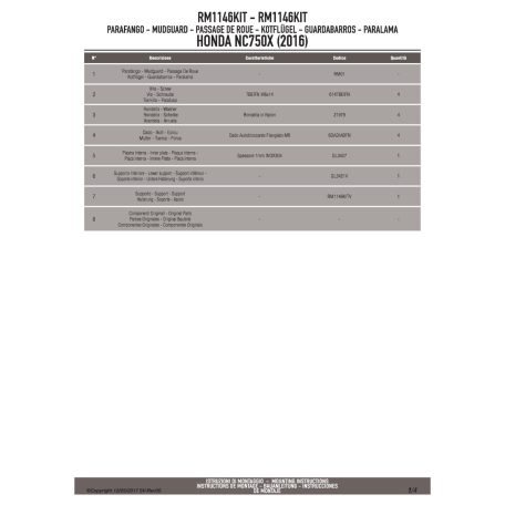 Sárvédő rögzítő kit Honda NC 750 S (2016-2020) / Honda NC 750 X (2016-2020) / Honda NC 750 X (2021-2024) GIVI