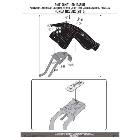 Sárvédő rögzítő kit Honda NC 750 S (2016-2020) / Honda NC 750 X (2016-2020) / Honda NC 750 X (2021-2024) GIVI