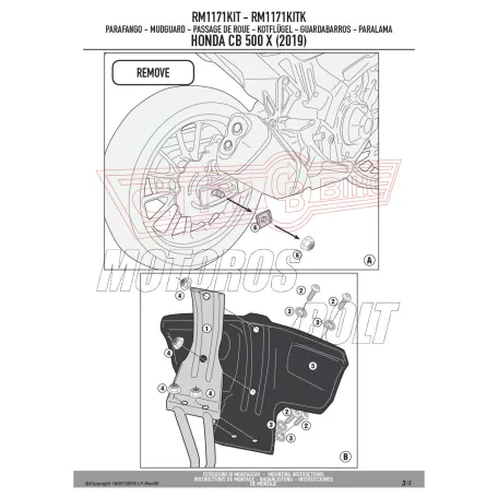 Sárvédő rögzítő kit Honda CB 500 X (2019-2023)/ NX 500 (2024) GIVI