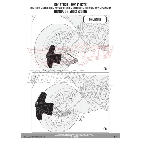 Sárvédő rögzítő kit Honda CB 500 X (2019-2023)/ NX 500 (2024) GIVI