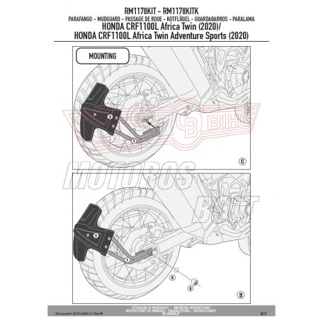 Sárvédő rögzítő kit Honda CRF1100L Africa Twin (2020-2024) / Africa Twin Adventure Sports (2020-2023) GIVI