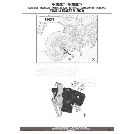 Sárvédő rögzítő kit YAMAHA TRACER 9 / TRACER 9 GT (21-24) GIVI