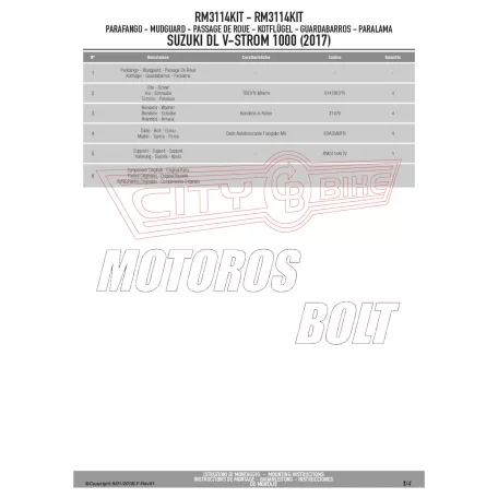 Sárvédő rögzítő kit V-Strom DL 1000 (2017-2019) / V-Strom 1050 (2020-24) / V-Strom 1050 XT (2020-2024) GIVI