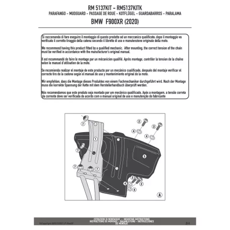 Sárvédő rögzítő kit BMW F 900 R (2020-2025) / F 900 XR (2020-2025) GIVI