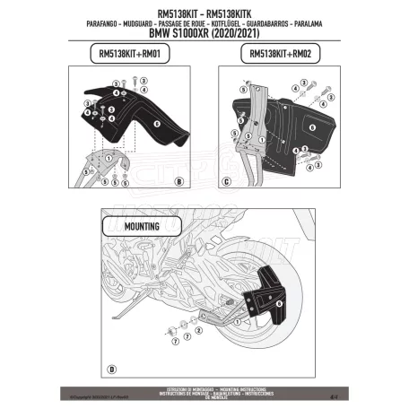 Sárvédő rögzítő kit BMW S 1000 XR (20-24) GIVI
