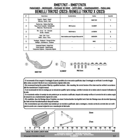 Sárvédő rögzítő kit BENELLI TRK702 (23-25), BENELLI TRK702 X (23-25) GIVI