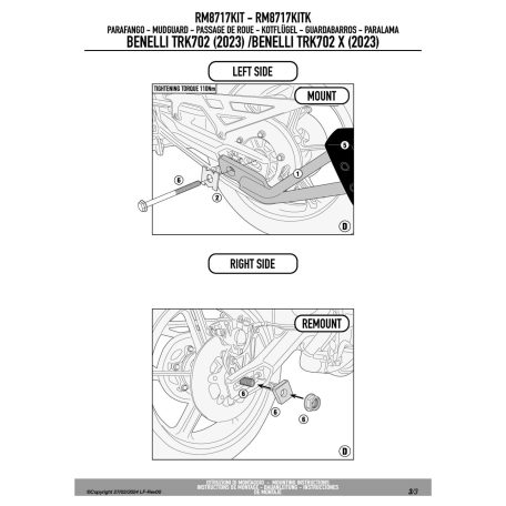 Sárvédő rögzítő kit BENELLI TRK702 (23-25), BENELLI TRK702 X (23-25) GIVI